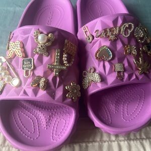 CROCS Kids Lavender Slide Sandals with Charms